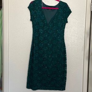 Connected Apparel green sequin and lace dress size 10 never worn